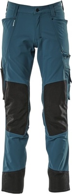 Męskie spodnie robocze Mascot Advanced z kieszeniami na kolanach (wysokość kroku 82 cm) - Petrolowy