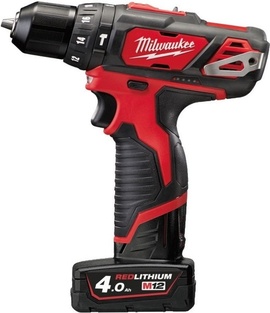 Wiertarko-wkrętarka udarowa Milwaukee M12 BPD-402C (+ 2x akumulator 4 Ah + ładowarka + walizka)