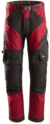 Męskie spodnie robocze Snickers FlexiWork ekstra krótka nogawka - Czarno-czerwony
