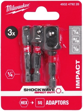 Zestaw adapterów do nasadek udarowych Milwaukee Shockwave Impact Duty (3 sztuki)