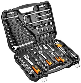 Zestaw kluczy nasadowych Neo Tools 08-667, 1/4″, 3/8″, 1/2″ (126 elementów)