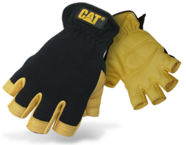 Rękawice robocze Caterpillar Half-Finger Premium Deerskin Gel Pad - Czarno-żółty