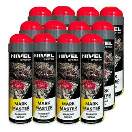 Spray paint Nivel System Mark Master (500 ml) (set of 12 pieces) - Red