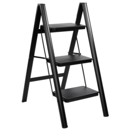 Black Steel Step Ladder Rino LAD03SSB