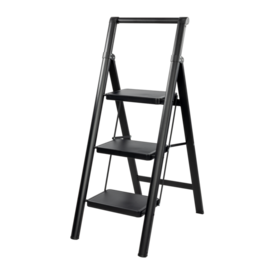 Black steel step ladder with handle Rino LAD03SSHB