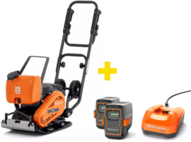 Akumulatorowa zagęszczarka jednokierunkowa 69 kg Husqvarna LF 60i LAT, 350 mm, zbiornik na wodę, kółka transportowe (+2x akumulator i ładowarka)