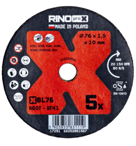 76 mm Grinding Disc for Steel (5 pcs) RINO XBL76 pro X