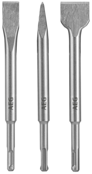 Set SDS Plus AEG Powertools (+ pointed chisel + flat chisel + wide chisel)