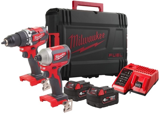 Zestaw elektronarzędzi Milwaukee M18CBLPP2A-402C (wiertarko-wkrętarka CBLPD-0 + zakrętarka udarowa CBLID-0)
