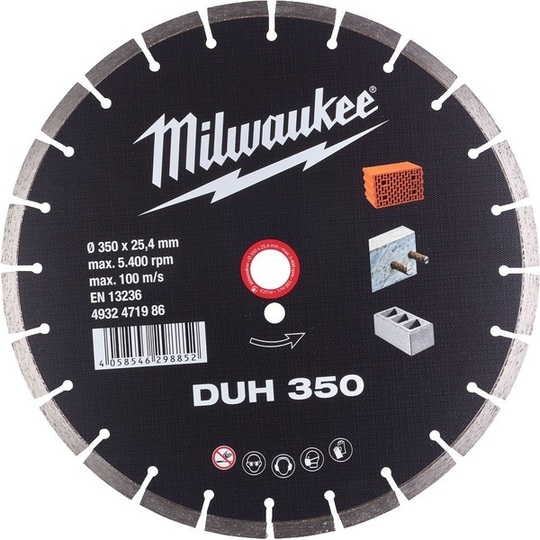 Tarcza diamentowa Milwaukee DUH 350 mm do bloków betonowych i wapiennych, dachówki, granitu, porfiru i porotonu