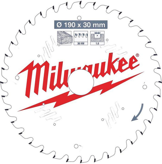 Tarcza pilarska Milwaukee CSB P W 190 x 30 x 1.6 x 36ATB