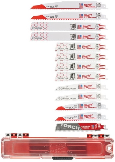Zestaw brzeszczotów do piły szablastej Sawzall Milwaukee (13 sztuk) w kasecie