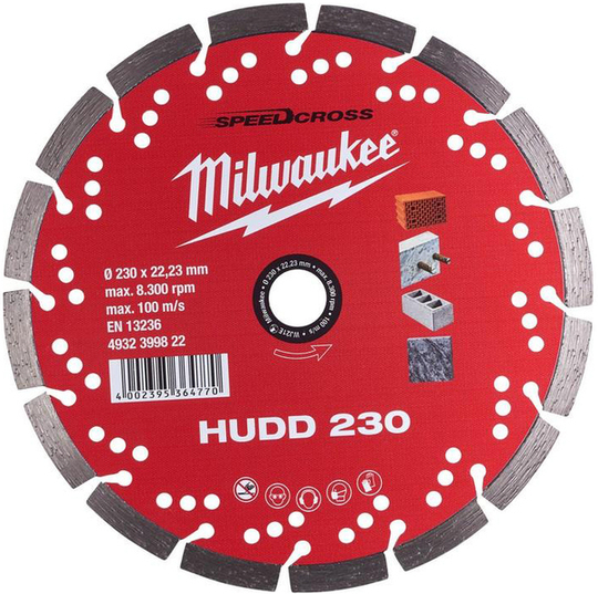 Tarcza diamentowa Milwaukee Speedcross HUDD 230 mm do materiałów budowlanych (szerokość 2,6 mm)