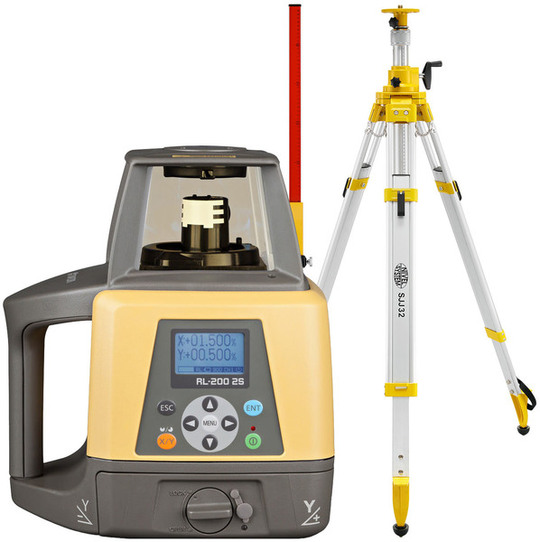 Niwelator laserowy Topcon RL-200 2S (+ statyw korbowy SJJ32 + łata LS-24), wiązka czerwona, zasięg 1100 m