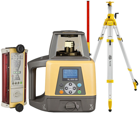 Niwelator laserowy Topcon RL-200 2S (+ statyw korbowy SJJ32 + łata LS-24 + czujnik LS-B110), wiązka czerwona, zasięg 1100 m