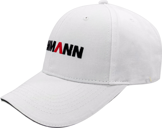 White baseball cap with Ammann logo