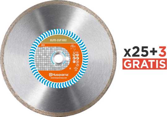 PAKIET – Tarcza diamentowa Husqvarna Elite-Cut GS2 250 mm do płytek ceramicznych i twardej glazury (25 sztuk + 3 gratis)