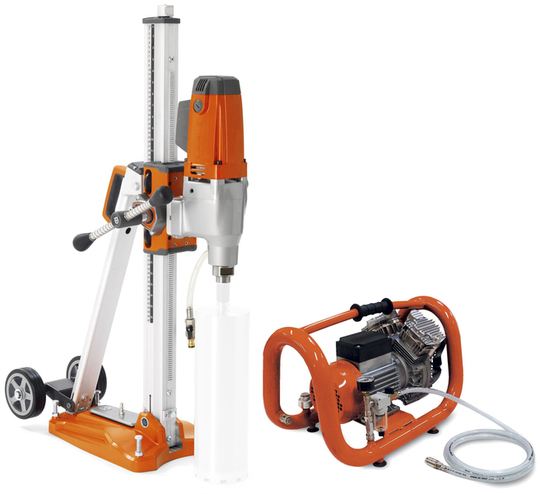 Drill stand with Husqvarna DMS 240 core drill + vacuum pump Husqvarna VP200