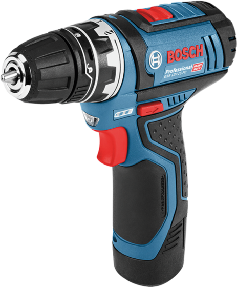 Drill driver Bosch GSR 12V-15 FC Professional (+ 2x 2 Ah battery + quick charger + case + handles)