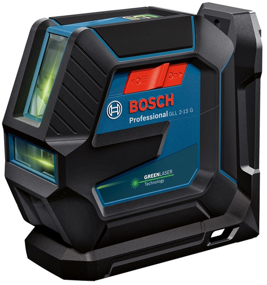 Laser krzyżowy Bosch GLL 2-15 G Professional (+ uchwyt + klamra sufitowa)