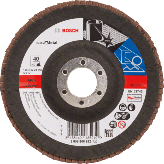 Flap abrasive disc Bosch Best for Metal X571 125 mm (40 grain.)