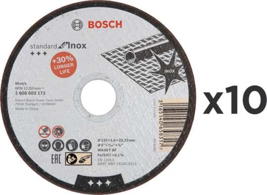 Grinding disc Bosch Standard for Inox Rapido WA 60 T BF 125 mm (10 pieces)