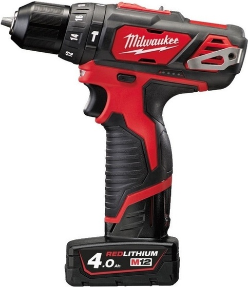 Wiertarko-wkrętarka udarowa Milwaukee M12 BPD-402C (+ 2x akumulator 4 Ah + ładowarka + walizka)