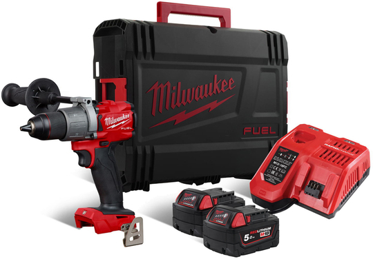 Wiertarko-wkrętarka udarowa Milwaukee Fuel M18 FPD2-502X (+ 2x akumulator 5 Ah + ładowarka + walizka)