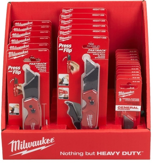 Milwaukee's compact Fastback™ knife (6 pcs) + Fastback knife (6 pcs) + replaceable blade for hand knives (12 pcs)