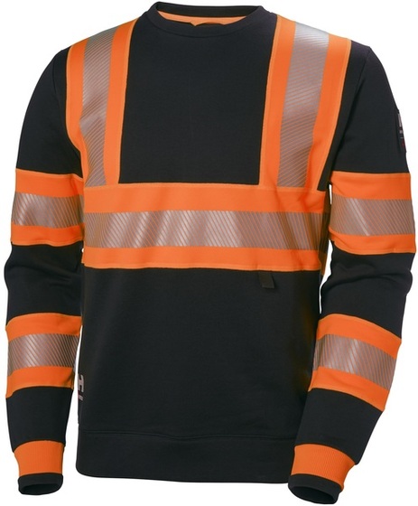 Męska bluza robocza Helly Hansen ICU Sweatshirt odblaskowa - Czarno-pomarańczowy