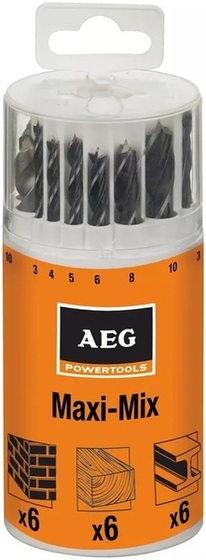 Drill bit set AEG Powertools Maxi-Mix in a tube (18 pieces)