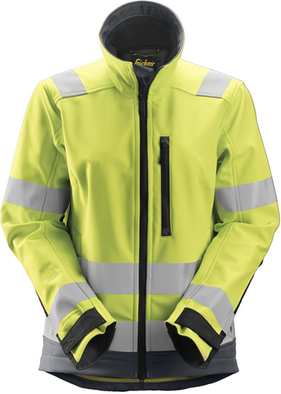Woman reflective jacket Snickers AllroundWork - Yellow-steel grey
