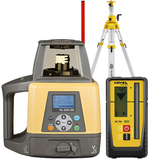 Niwelator laserowy Topcon RL-200 2S DIGITAL (+ statyw korbowy SJJ32 + łata LS-24), wiązka czerwona, zasięg 1100 m