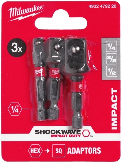 Zestaw adapterów do nasadek udarowych Milwaukee Shockwave Impact Duty (3 sztuki)