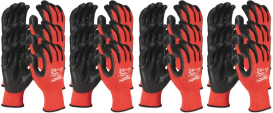 Cut resistant gloves Milwaukee (level 3, 12 pairs) Red