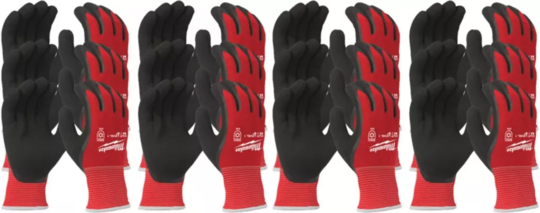 Cut resistant winter gloves Milwaukee (level 1,12 pairs) Red