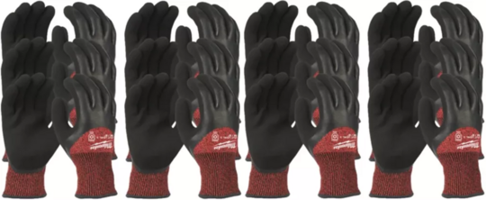 Cut resistant winter gloves Milwaukee (level 3,12 pairs) Black-red