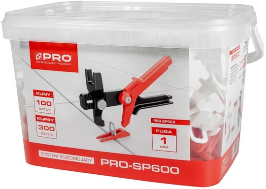 Leveling system PRO SP600 (300 clips and 100 wedges in a 5 l bucket)
