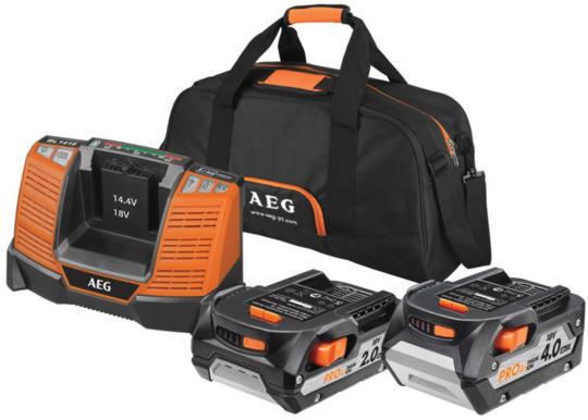 Battery pack 2 Ah and 4 Ah with charger AEG Powertools SET LL18X02BL2