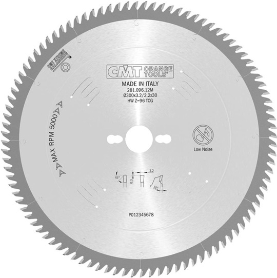 Tarcza tnąca do płyt laminowanych CMT Orange Tools HM (D 300 mm, F 30 mm, Z 96, A 10°)