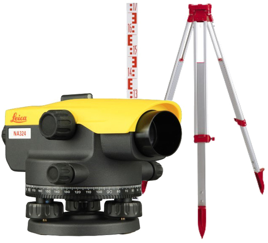 Optical level Leica Geosystems NA324 (+ tripod + laser stave)