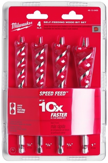Zestaw wierteł samoposuwnych Milwaukee Speed Feed (4 sztuki)