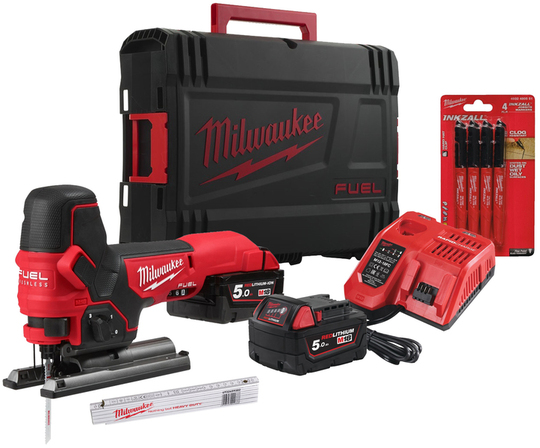 Wyrzynarka Milwaukee M18 FBJS-502X (+ 2x akumulator 5 Ah + ładowarka + walizka + akcesoria)