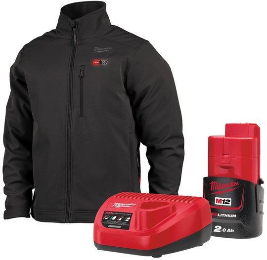 Men's heated down jacket Milwaukee M12 HJ-201 (+ 2 Ah battery and charger) Black