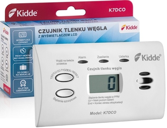 Czujnik czadu z wyświetlaczem Kidde K7DCO