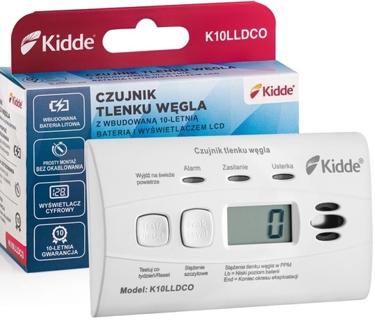 Czujnik czadu z wyświetlaczem Kidde K10LLDCO