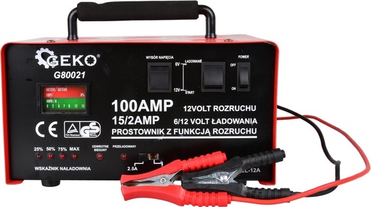 Prostownik z rozruchem Geko G80021 100A 6/12V 