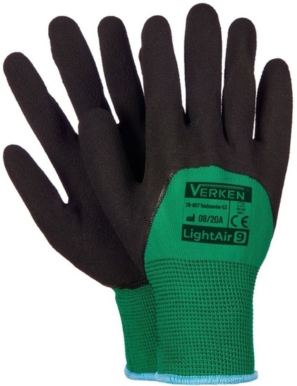 Rękawice robocze Verken LightAir (12 par) - Czarno-zielony