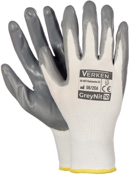 Rękawice robocze Verken GreyNit (12 par) - Biało-szary