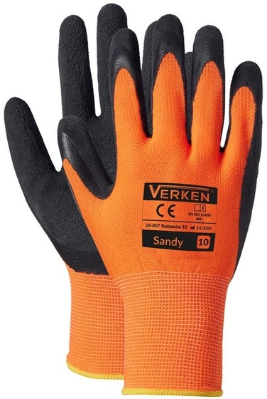Rękawice robocze Verken Sandy (12 par) - Czarno-pomarańczowy
